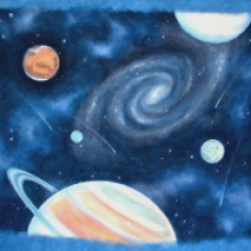 This painting by Paul Mandracchia is a study for a mural on the ceiling of a child's room.
